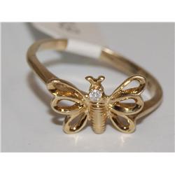 14K Gold Butterfly & Diamond Ring