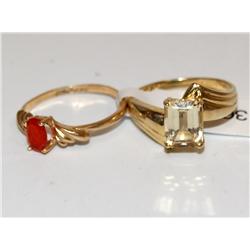 AAA Yellow Citrine Ring & Mexican Opal Ladies Ring