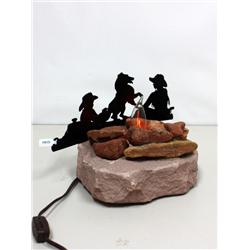 Red Sand Stone Shadow Lamp Cowboy, Cowgirl & Dog
