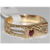 Image 1 : 14K Gold Mens Ring With Ruby & Diamond