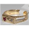 Image 2 : 14K Gold Mens Ring With Ruby & Diamond
