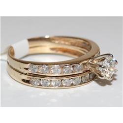 1.00Ctw Diamonds 2 Rows Solitaire Ladies Ring