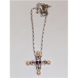 Sterling Silver Necklace W/Amethyst & Pearls Penda