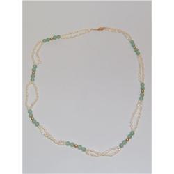 Vintage Jade & Seed Pearl Necklace