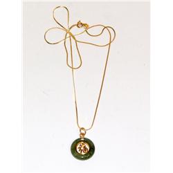 14K Gold Necklace With Jade Pendant