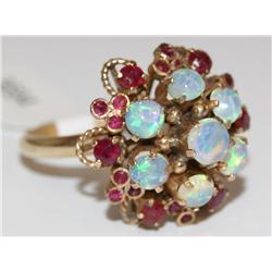 AAA Australian Opal & Ruby Vintage Ladies Ring