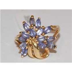 AAA Tanzanite Marquise Flower Design Ladies Ring