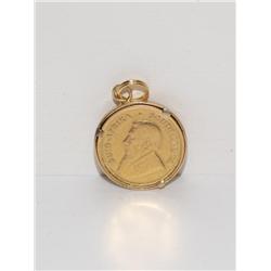 1/10oz Krugerrand Coin Set On Gold Frame