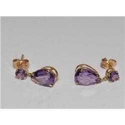 14K Gold And  Amethyst Earrings