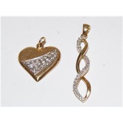 Diamonds Heart Pendant & Diamonds Swirl Pendant