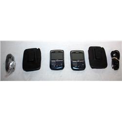 2 Blackberry Phones, Chargers, and Cases