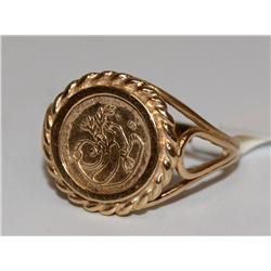 Panda Coin Gold Ladies Ring Bezel Set