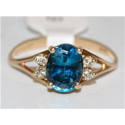 14K Gold With Topaz & Diamonds Ring