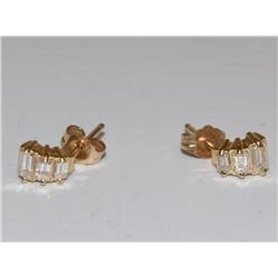 14K Gold Baguette.5ctw Diamond Earrings