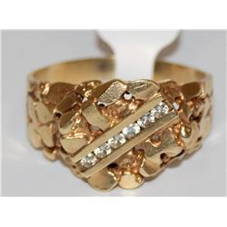 14K Gold Nugget With .25ctw Diamonds Ring