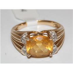 5.00Ctw AAA Yellow Topaz & Diamonds Ladies Ring