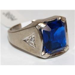 AAA Chatham Sapphire & Whites Stones Men's Ring