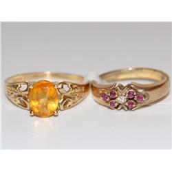 AAA Yellow Topaz Ring & Burmese Ruby Ring