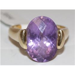 15.00Ctw AAA Amethyst Oval Solitaire Ladies Ring