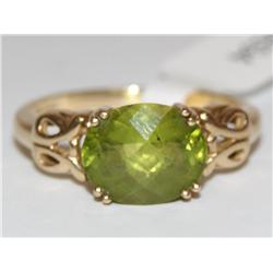 3.00Ctw AAA Peridot Oval Hand Carved Ladies Ring
