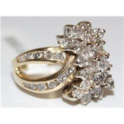 10K Gold Ladies 1.75ct Diamond Cluster Ring