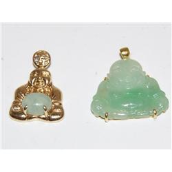 AAA Apple Jade Gold Buddha Pendant