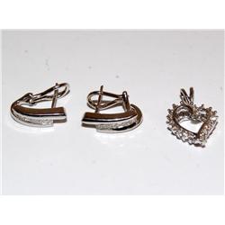 Diamonds Heart Pendant & Diamonds Ladies Earrings