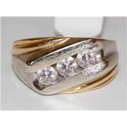 14K Yellow & White Gold W/1ctw Diamonds Mens Ring