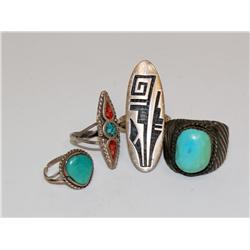 4 Sterling & Turquoise Rings