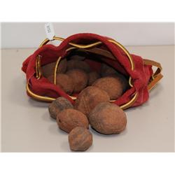 Red Leather Bag Of Moqui Indian Marbles