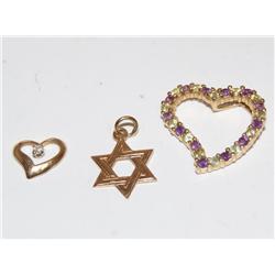Diamond Pendant, Amethyst Pendant & Gold Star of D