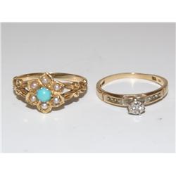 Diamond Solitaire Ring & Turquoise Ladies Ring