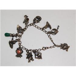 Sterling Animal Charm Bracelet W/ Misc Gem Stones