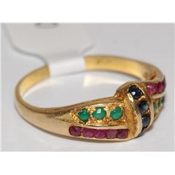 AAA Burmese Ruby, Emerald & Sapphire Ladies Ring
