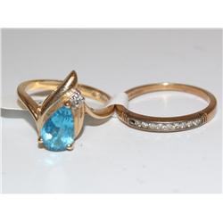 Diamonds Wedding Band & Blue Topaz Diamonds Ring