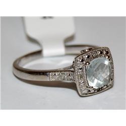 AAA Blue Topaz & Diamonds Vintage Design Ladies Ri