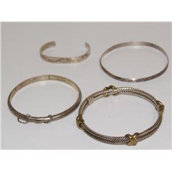 Lot Of 4 Sterling Bangle Bracelets
