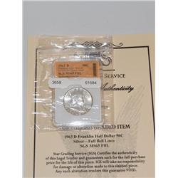 1963-D MS-65 Silver Franklin Half Dollar