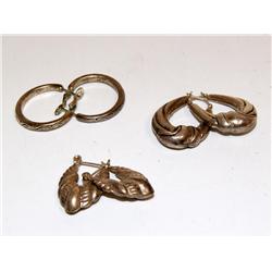 3 Pair Of Sterling Hoop Earrings