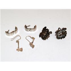 Lot Of 3 Pair Sterling Earrings