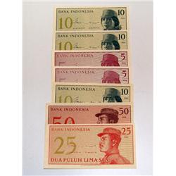 7 Uncirculated Indonesia Currency Bills