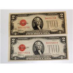 1928-D & F $2 Dollar US Notes (Times the Money)