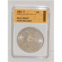 1882 Morgan Silver Dollar Graded MS67
