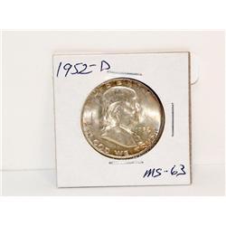 1952-D MS-63 Franklin Silver Half Dollar