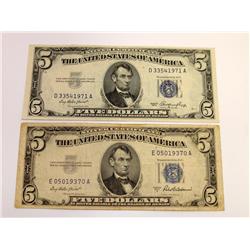 1953 $5 Federal Reserve Notes Blue Seal