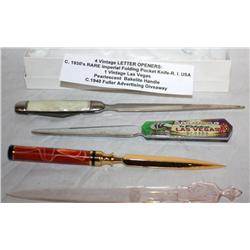 4 Vintage Collectible Letter Openers