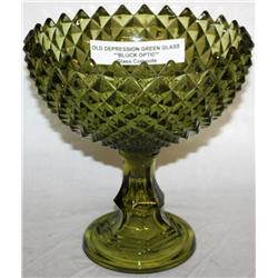 Large Vintage Block Optic Pattern Compote
