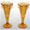 Image 1 : 2 Carnival Glass Vases 6" Tall