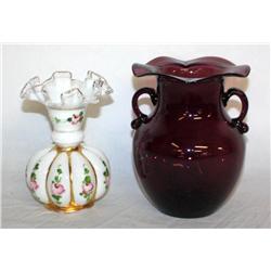 Lot of 2 Collectible Vases- 1 is Hand painted