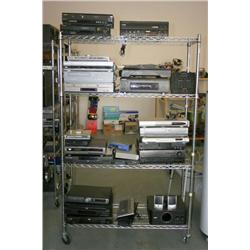 RACK LOT OF MISC. DVD PLAYERS